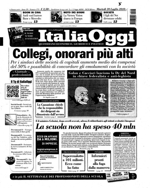 Italia oggi : quotidiano di economia finanza e politica